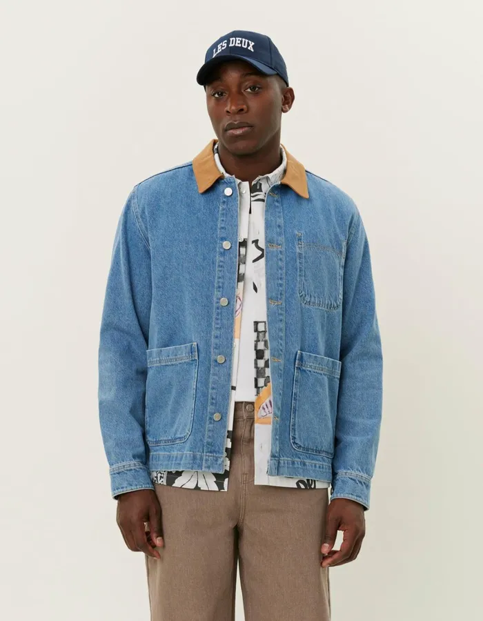 Men Les Deux ShirtsOvershirts Layton Washed Denim Overshirt 20 8211 Light Denim Blue