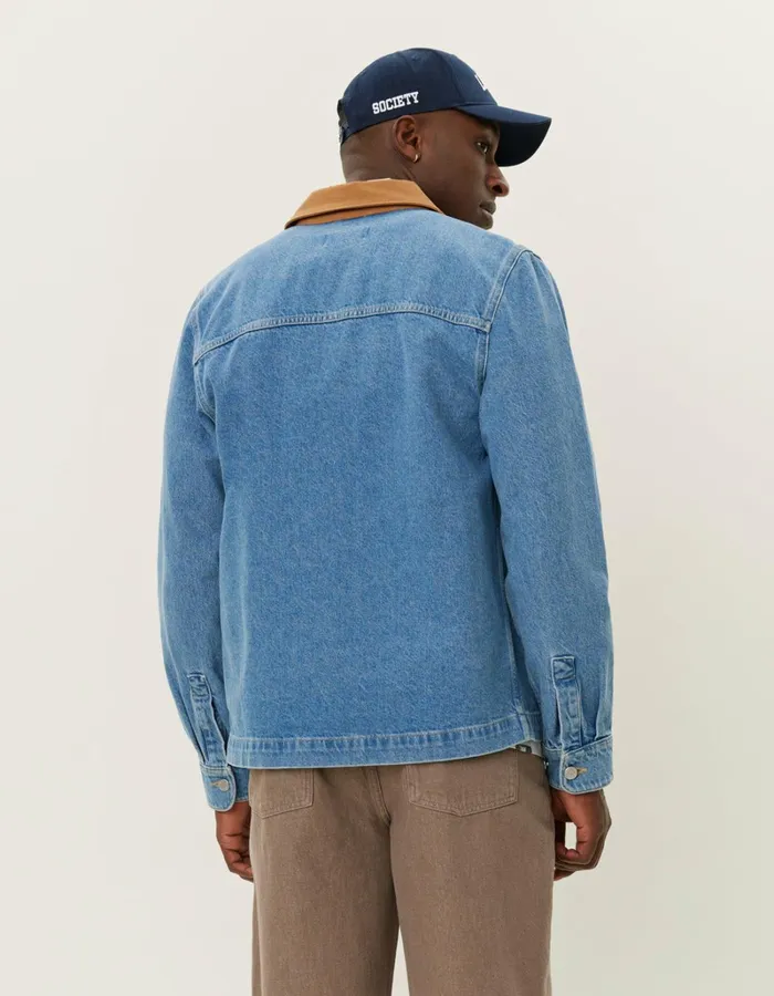 Men Les Deux ShirtsOvershirts Layton Washed Denim Overshirt 20 8211 Light Denim Blue