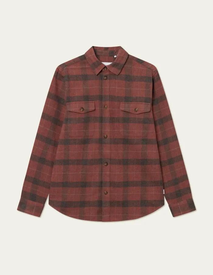 Men Les Deux ShirtsOvershirts Lennon Flannel Check Overshirt 8211 Coffee BrownFired Brick Men Les Deux ShirtsOvershirts Lennon Flannel Check Overshirt 8211 Coffee BrownFired Brick