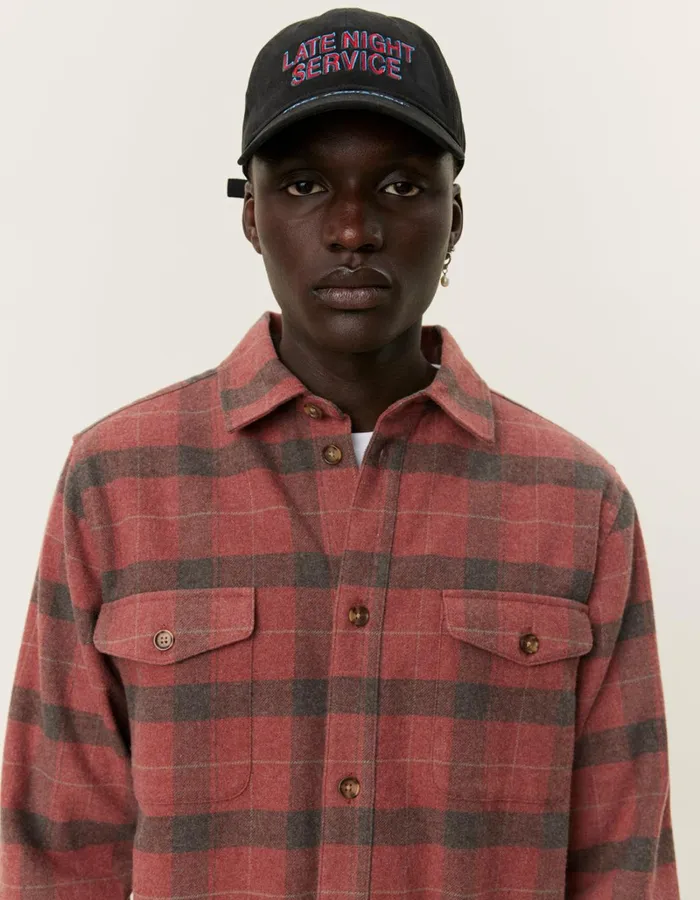 Men Les Deux ShirtsOvershirts Lennon Flannel Check Overshirt 8211 Coffee BrownFired Brick