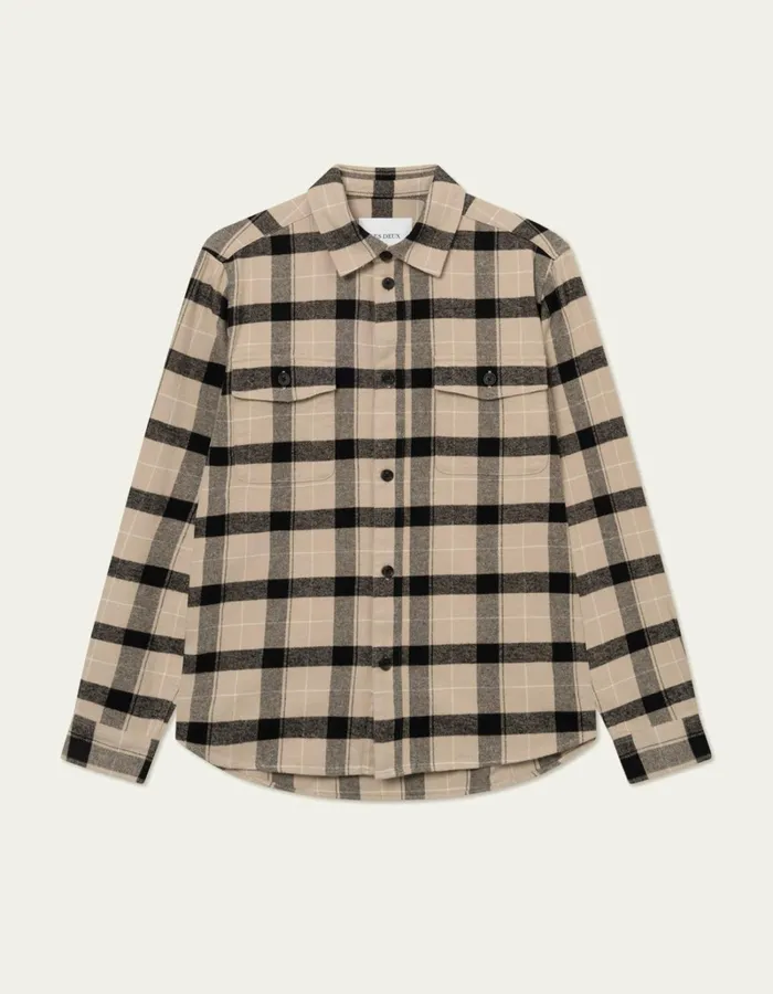 Men Les Deux ShirtsOvershirts Lennon Flannel Check Overshirt 8211 Dark SandBlack Men Les Deux ShirtsOvershirts Lennon Flannel Check Overshirt 8211 Dark SandBlack