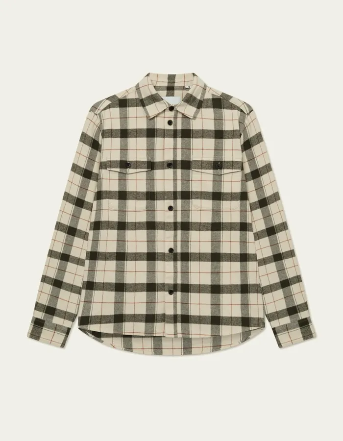 Men Les Deux ShirtsOvershirts Lennon Flannel Check Overshirt 8211 IvoryRosin