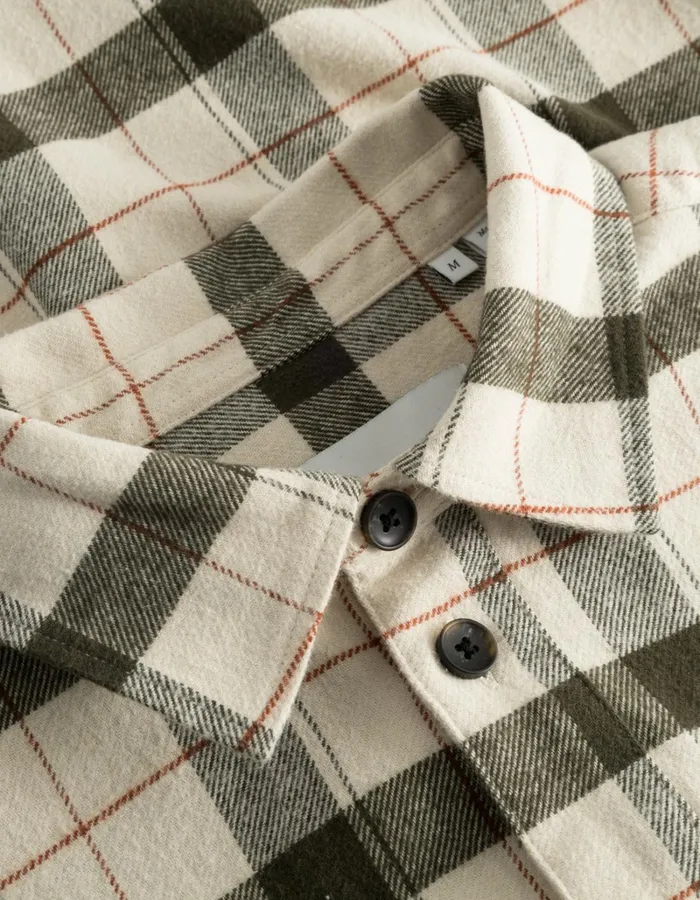 Men Les Deux ShirtsOvershirts Lennon Flannel Check Overshirt 8211 IvoryRosin