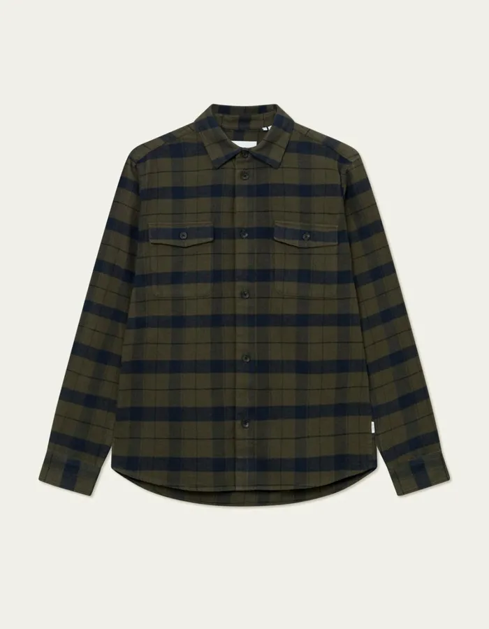 Men Les Deux ShirtsOvershirts Lennon Flannel Check Overshirt 8211 RosinDark Navy Men Les Deux ShirtsOvershirts Lennon Flannel Check Overshirt 8211 RosinDark Navy