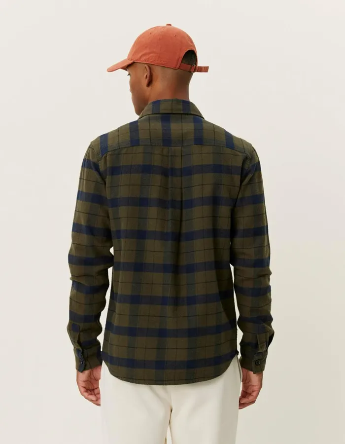 Men Les Deux ShirtsOvershirts Lennon Flannel Check Overshirt 8211 RosinDark Navy
