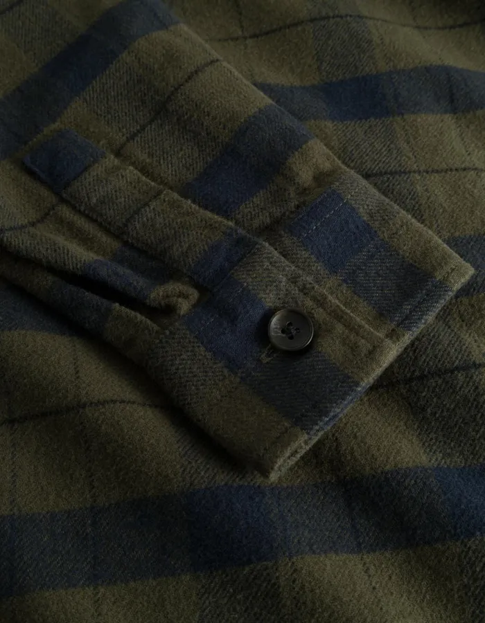 Men Les Deux ShirtsOvershirts Lennon Flannel Check Overshirt 8211 RosinDark Navy