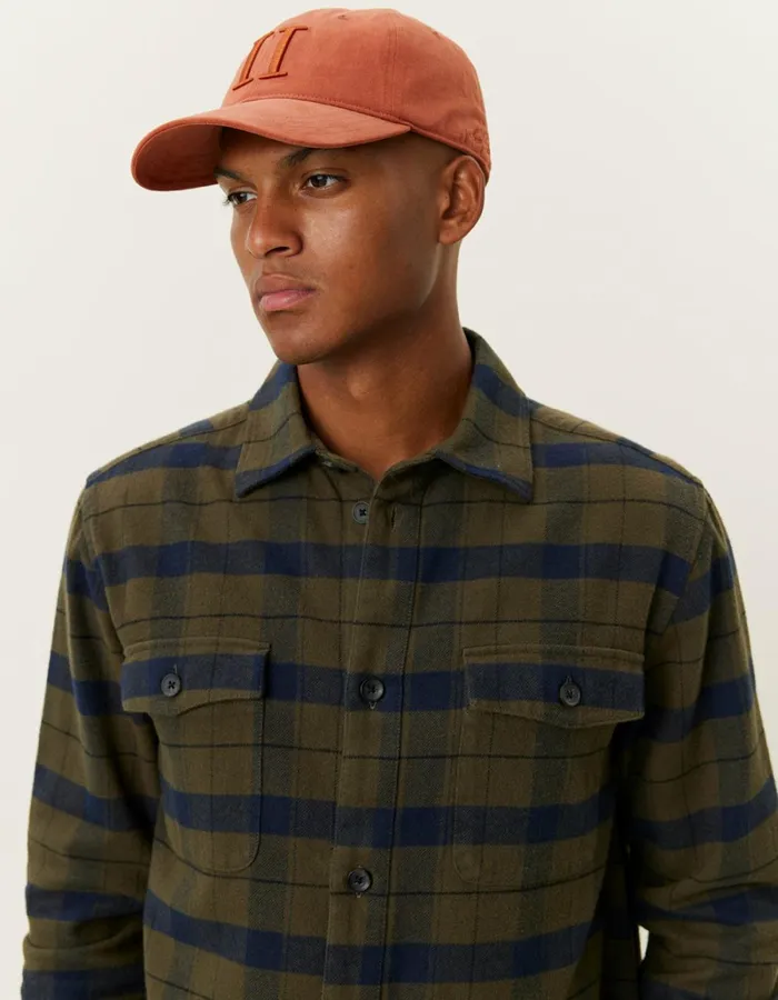 Men Les Deux ShirtsOvershirts Lennon Flannel Check Overshirt 8211 RosinDark Navy