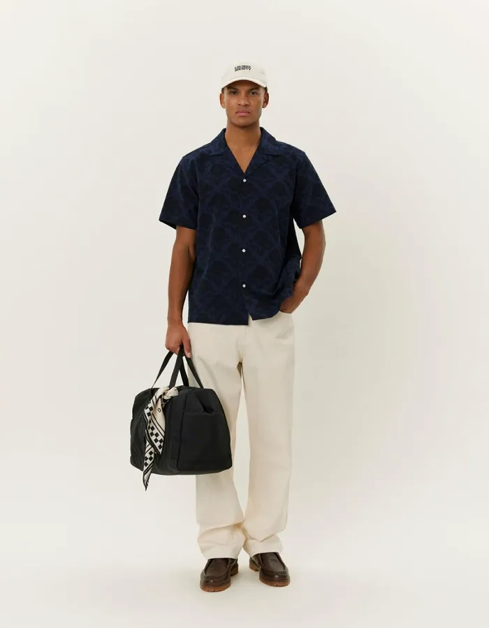 Men Les Deux ShirtsOvershirts Lesley Flower Tile AOP SS Shirt 8211 NavyDark Navy