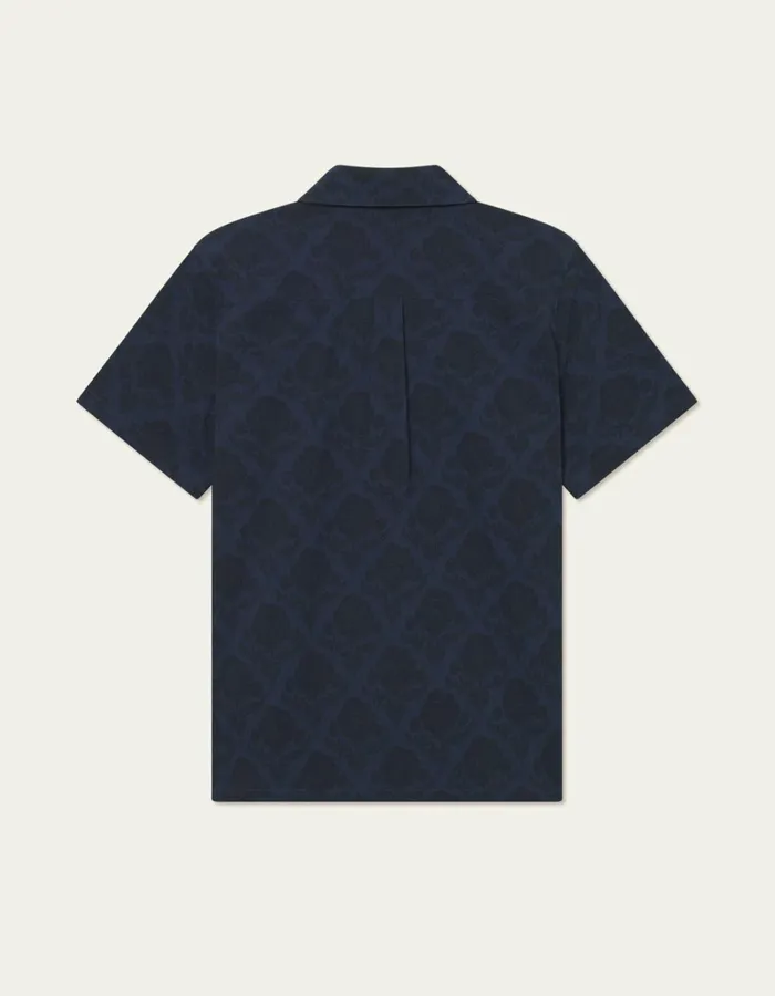 Men Les Deux ShirtsOvershirts Lesley Flower Tile AOP SS Shirt 8211 NavyDark Navy
