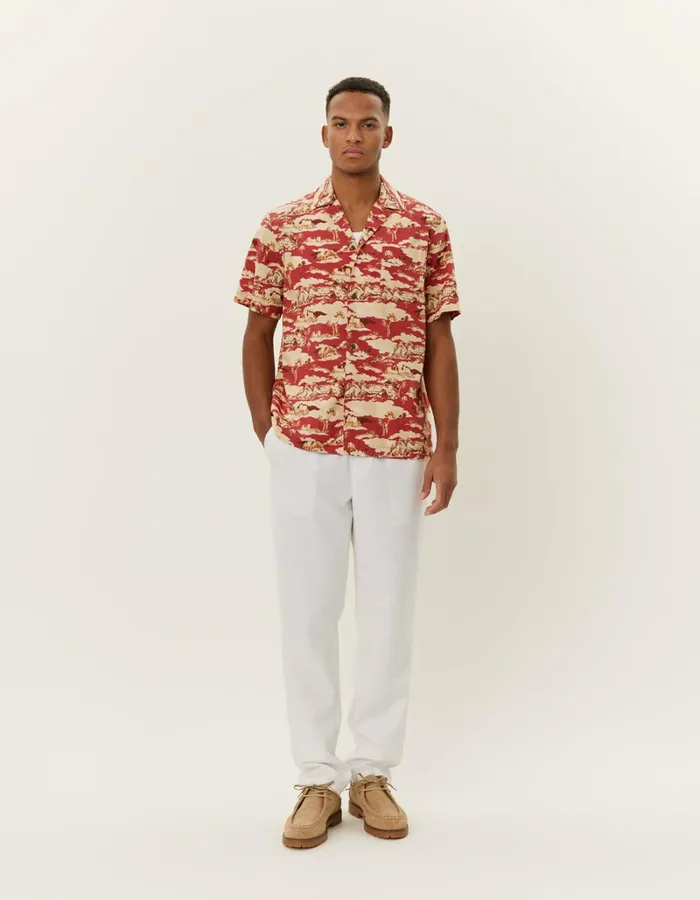 Men Les Deux ShirtsOvershirts Lesley Ruins AOP SS Shirt 8211 Bossa NovaSummer Melon