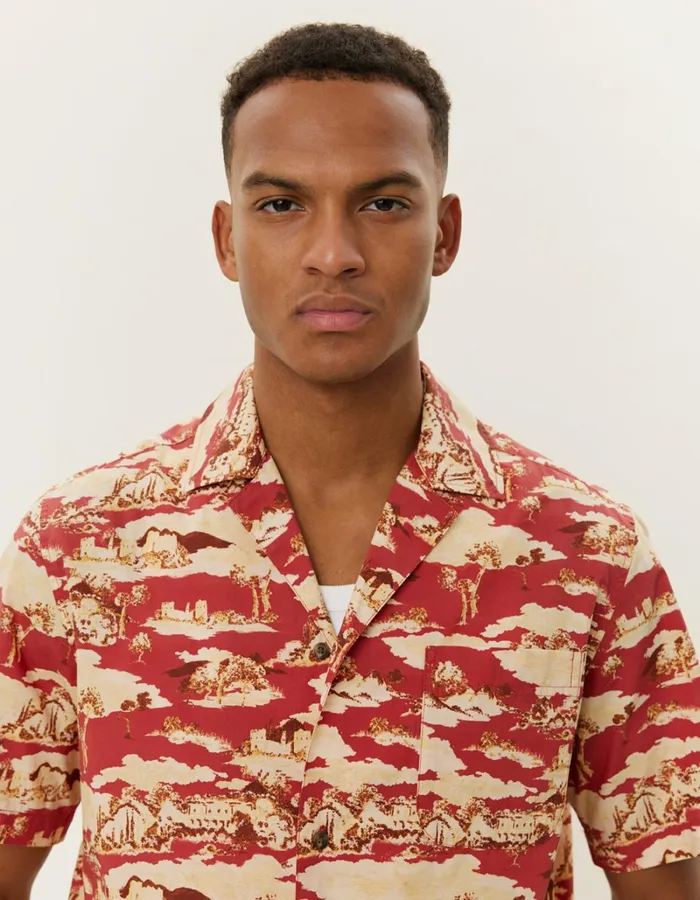 Men Les Deux ShirtsOvershirts Lesley Ruins AOP SS Shirt 8211 Bossa NovaSummer Melon