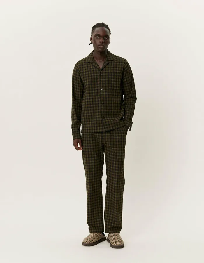 Men Les Deux ShirtsOvershirts Ludwig Flannel Pyjama Shirt and Pants 8211 RosinBlack