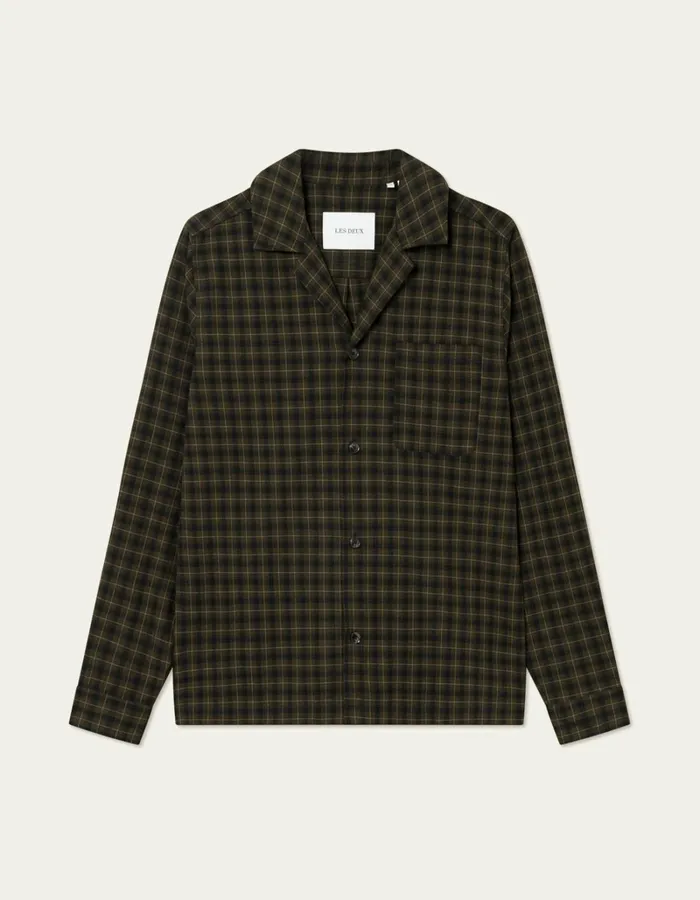 Men Les Deux ShirtsOvershirts Ludwig Flannel Pyjama Shirt and Pants 8211 RosinBlack