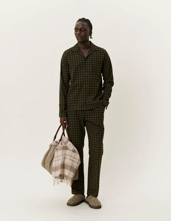 Men Les Deux ShirtsOvershirts Ludwig Flannel Pyjama Shirt and Pants 8211 RosinBlack