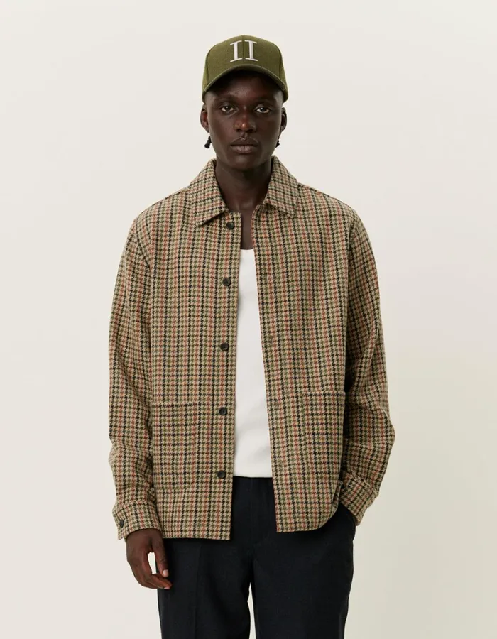 Men Les Deux ShirtsOvershirts Milian Houndstooth Overshirt 20 8211 Warm SandBlack
