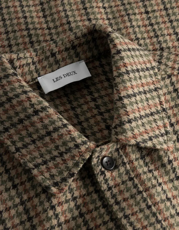 Men Les Deux ShirtsOvershirts Milian Houndstooth Overshirt 20 8211 Warm SandBlack