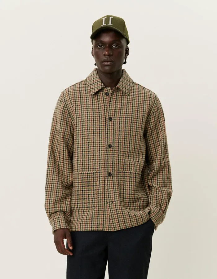 Men Les Deux ShirtsOvershirts Milian Houndstooth Overshirt 20 8211 Warm SandBlack