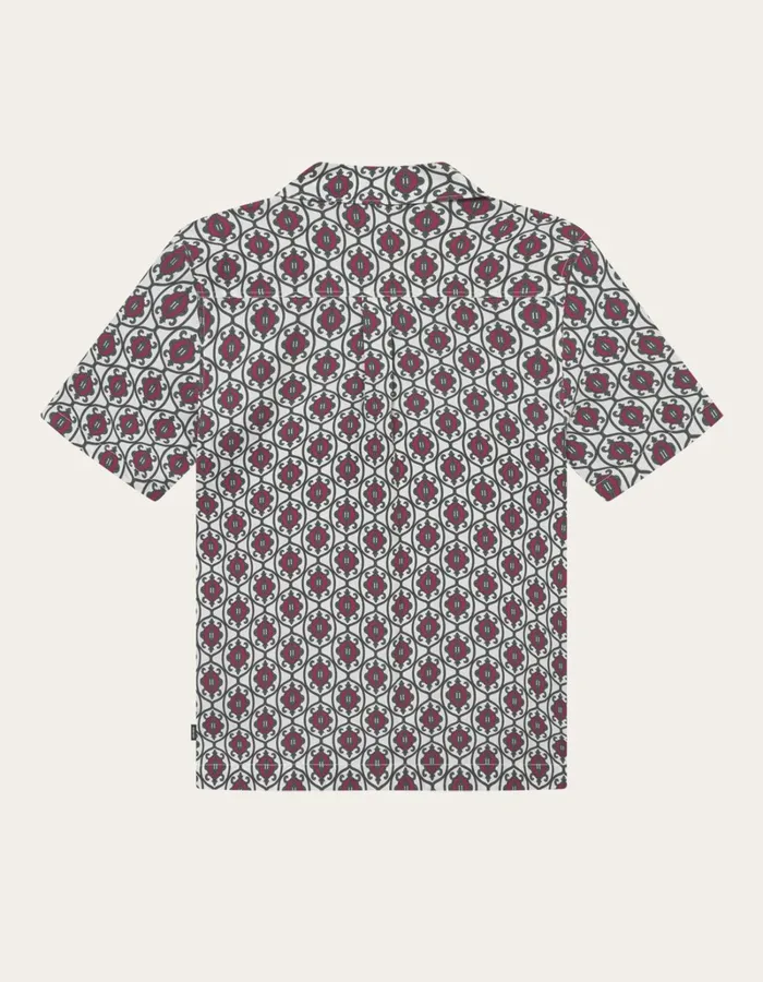 Men Les Deux ShirtsOvershirts Ornament Tencel SS Shirt 8211 IvoryChive Green