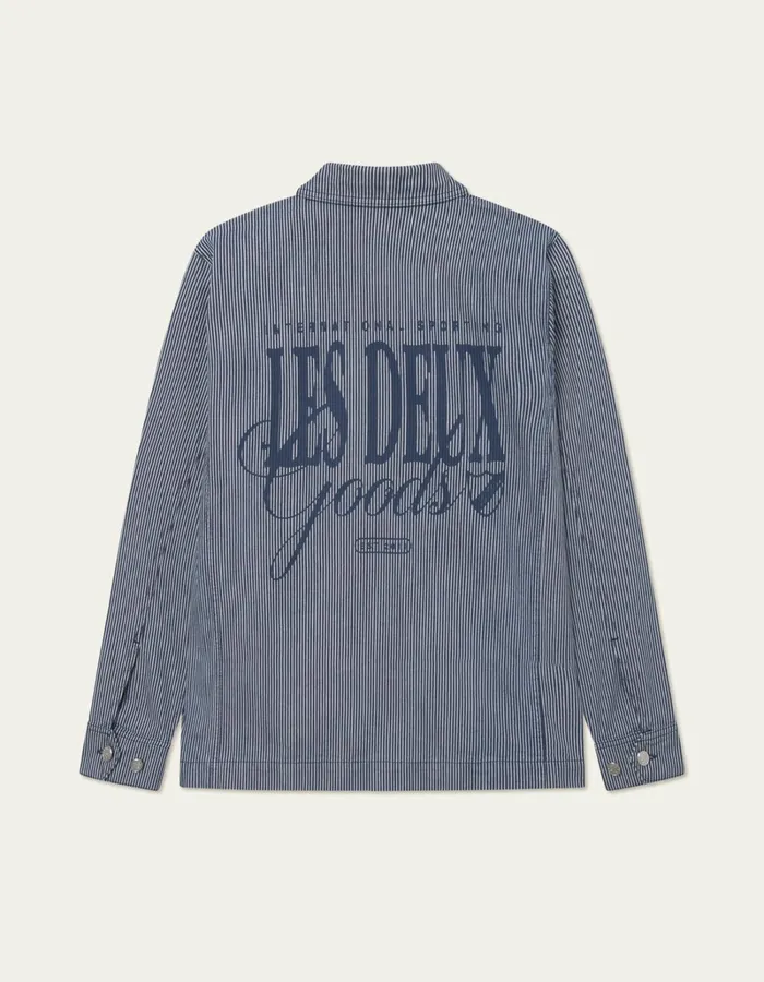 Men Les Deux ShirtsOvershirts Steven Stripe Denim Overshirt 8211 NavyIvory