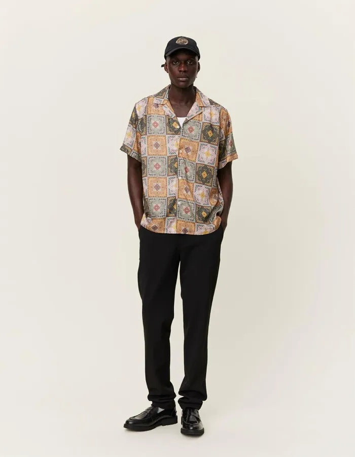 Men Les Deux ShirtsOvershirts Tiles AOP SS Shirt 8211 Multicolor