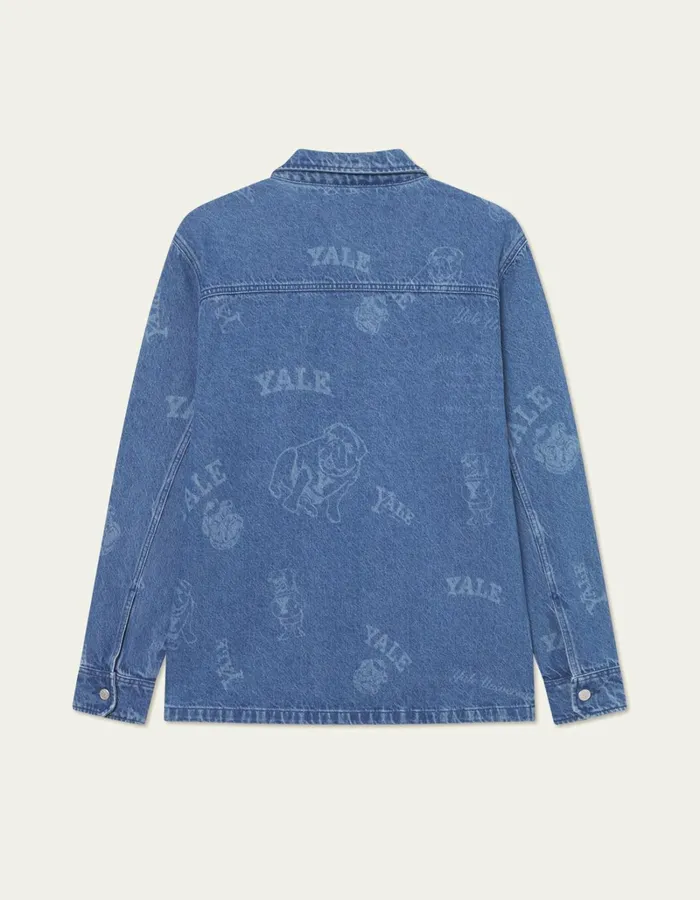 Men Les Deux ShirtsOvershirts Yale Logo Denim Overshirt 8211 Light Denim Blue