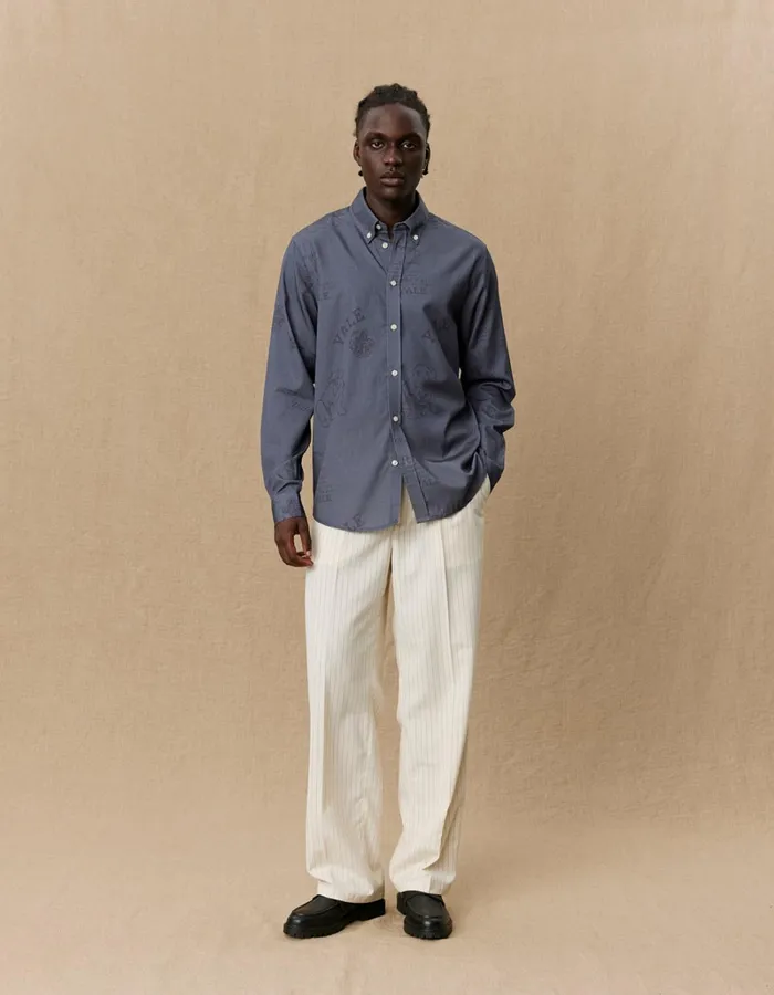 Men Les Deux ShirtsOvershirts Yale Satin Jacquard Shirt 8211 BlackBlack