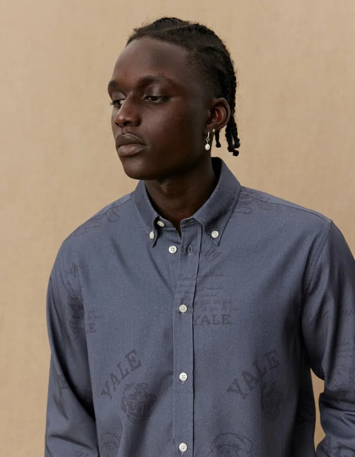 Men Les Deux ShirtsOvershirts Yale Satin Jacquard Shirt 8211 BlackBlack