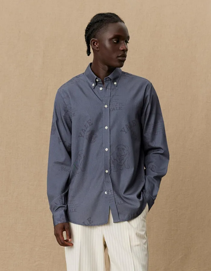 Men Les Deux ShirtsOvershirts Yale Satin Jacquard Shirt 8211 BlackBlack