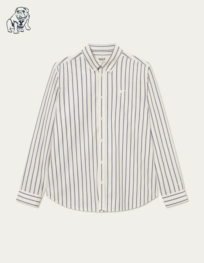 Men Les Deux ShirtsOvershirts Yale Stripe Poplin Shirt 8211 Light IvoryDark Navy Men Les Deux ShirtsOvershirts Yale Stripe Poplin Shirt 8211 Light IvoryDark Navy