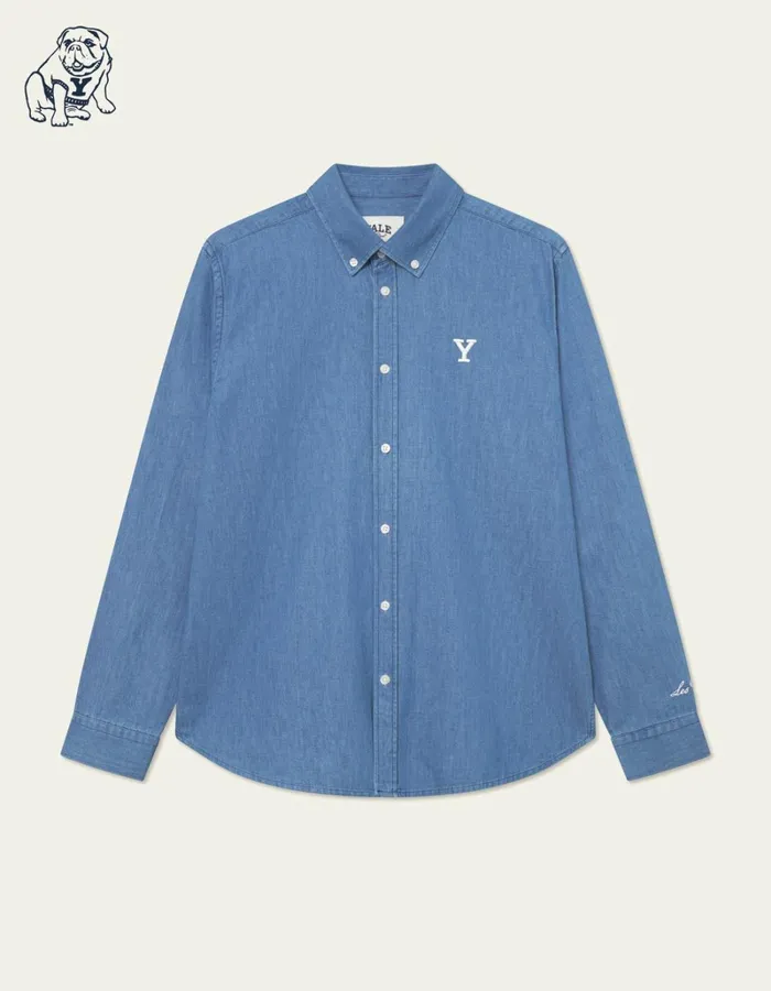 Men Les Deux ShirtsOvershirts Yale Y Denim Shirt 8211 Light Denim Blue