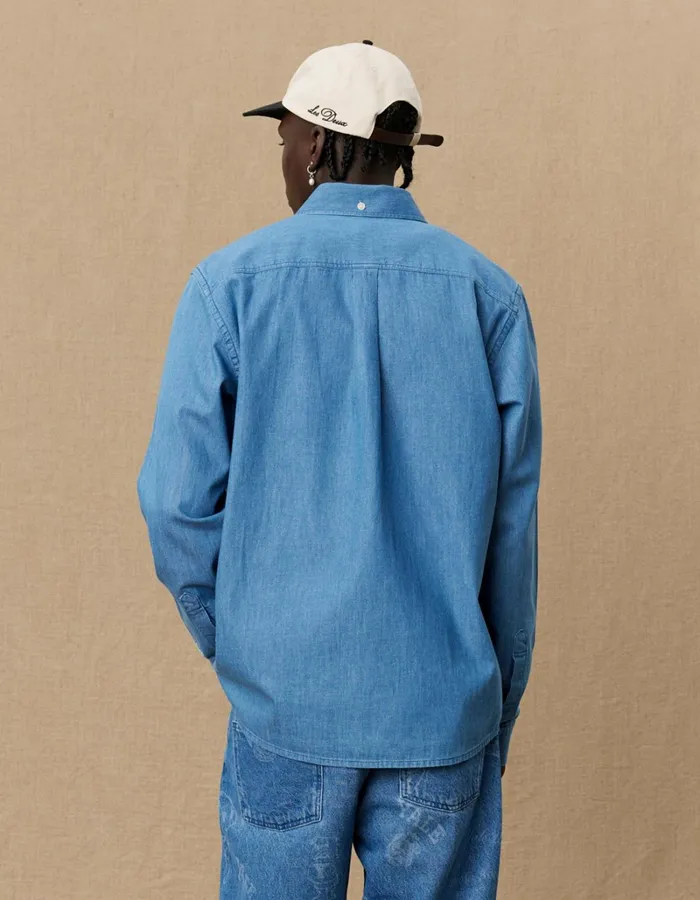 Men Les Deux ShirtsOvershirts Yale Y Denim Shirt 8211 Light Denim Blue