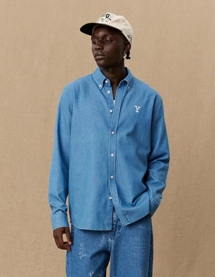 Men Les Deux ShirtsOvershirts Yale Y Denim Shirt 8211 Light Denim Blue