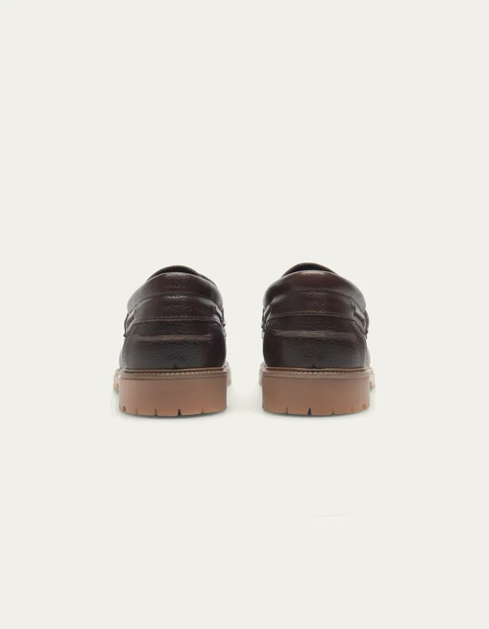 Men Les Deux Shoes Taylor Leather Boat Shoe 8211 Brown