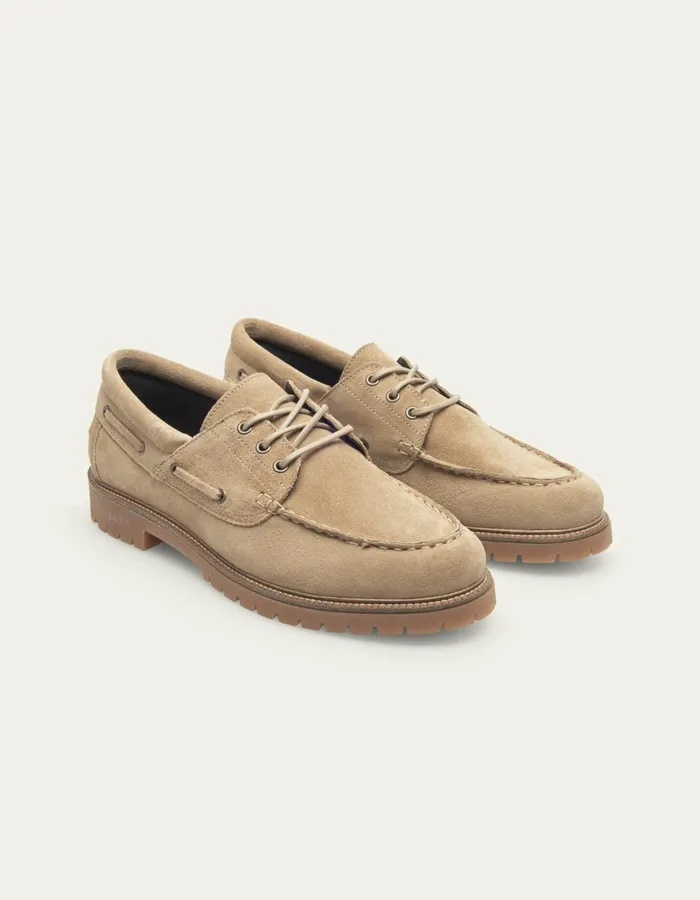 Men Les Deux Shoes Taylor Suede Boat Shoe 8211 Light Sand