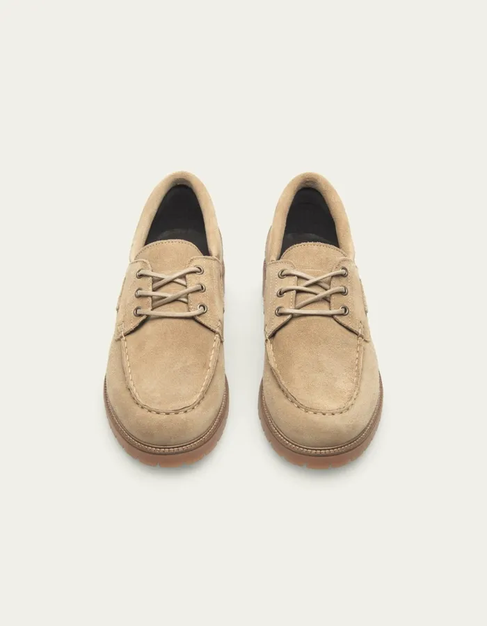 Men Les Deux Shoes Taylor Suede Boat Shoe 8211 Light Sand