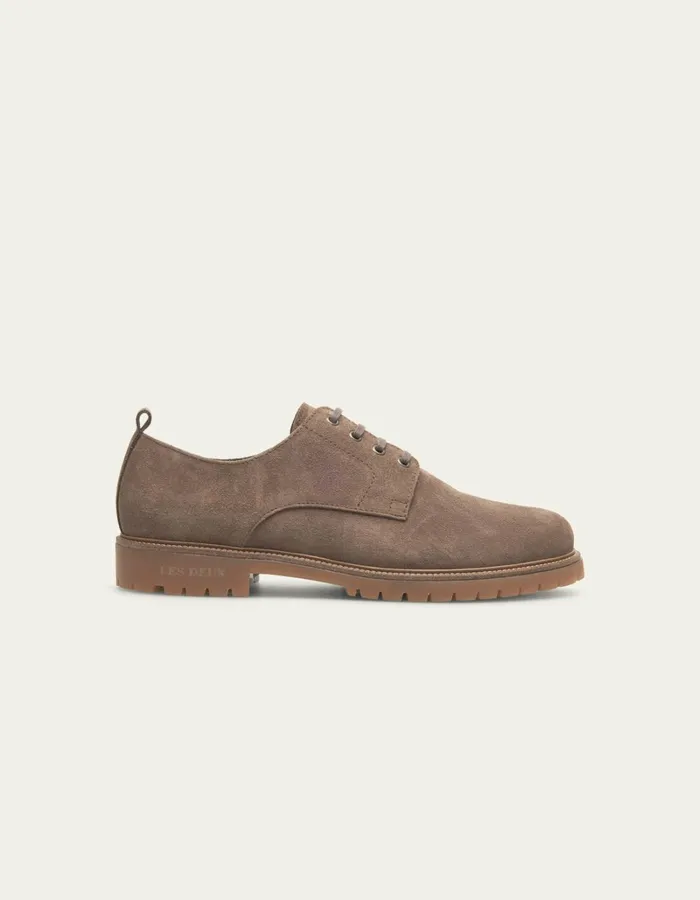 Men Les Deux Shoes Taylor Suede Derby Shoe 8211 Walnut