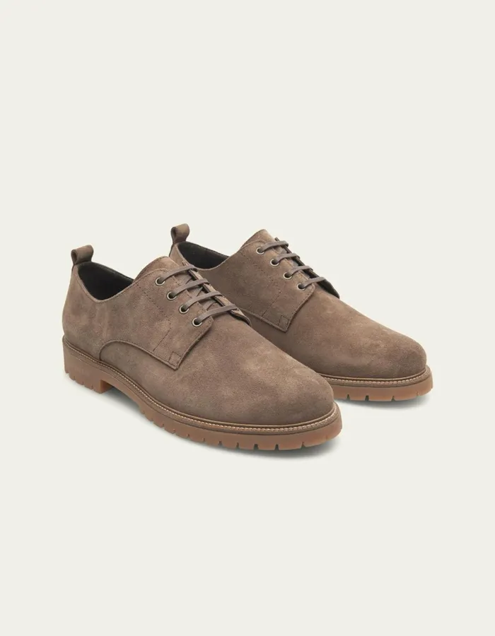 Men Les Deux Shoes Taylor Suede Derby Shoe 8211 Walnut
