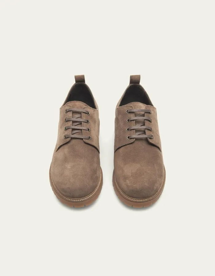 Men Les Deux Shoes Taylor Suede Derby Shoe 8211 Walnut
