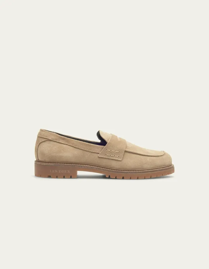 Men Les Deux Shoes Taylor Suede Penny Loafer 8211 Light Sand