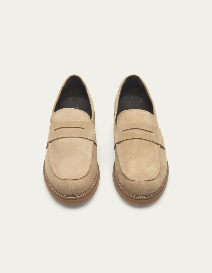 Men Les Deux Shoes Taylor Suede Penny Loafer 8211 Light Sand