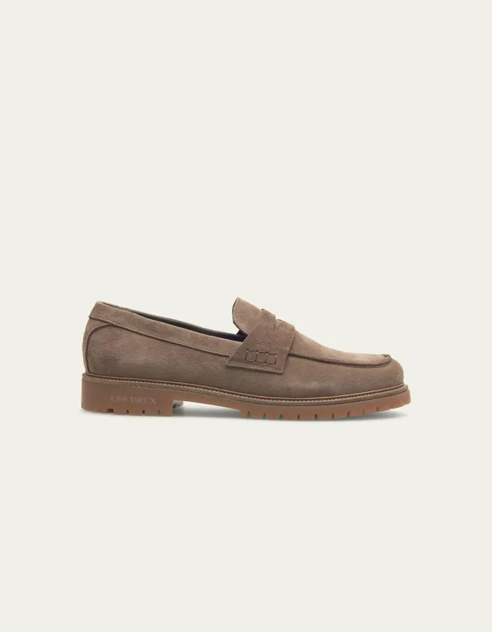 Men Les Deux Shoes Taylor Suede Penny Loafer 8211 Walnut