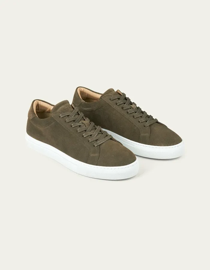 Men Les Deux Shoes Theodor Suede Sneaker 8211 Olive Night