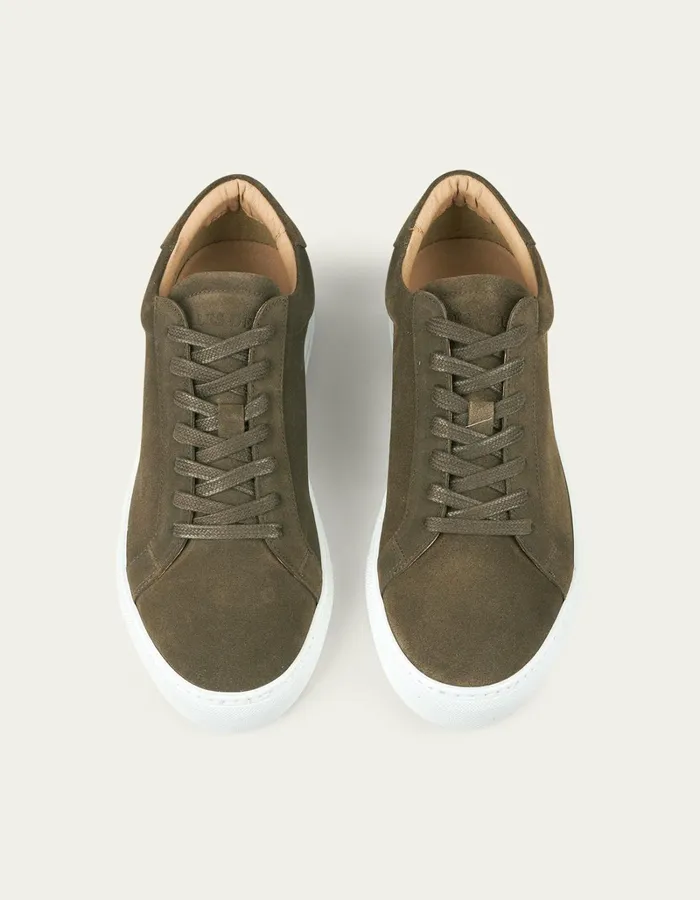 Men Les Deux Shoes Theodor Suede Sneaker 8211 Olive Night