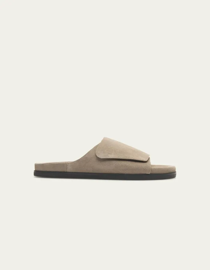 Men Les Deux Shoes Wilhelm Suede Velcro Sandal 8211 Desert Taupe