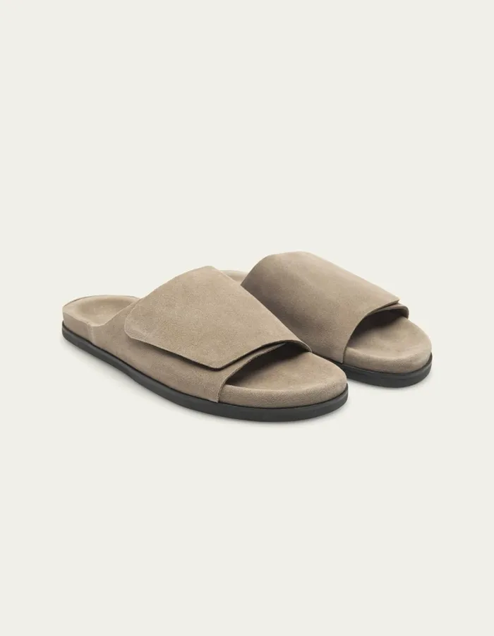 Men Les Deux Shoes Wilhelm Suede Velcro Sandal 8211 Desert Taupe