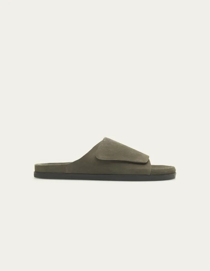Men Les Deux Shoes Wilhelm Suede Velcro Sandal 8211 Forest Green
