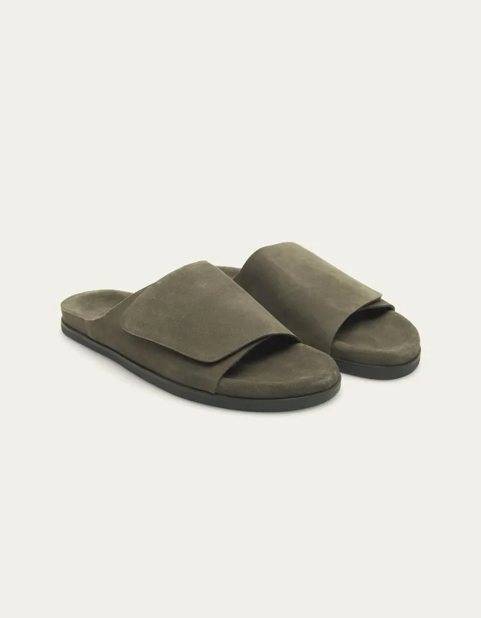 Men Les Deux Shoes Wilhelm Suede Velcro Sandal 8211 Forest Green