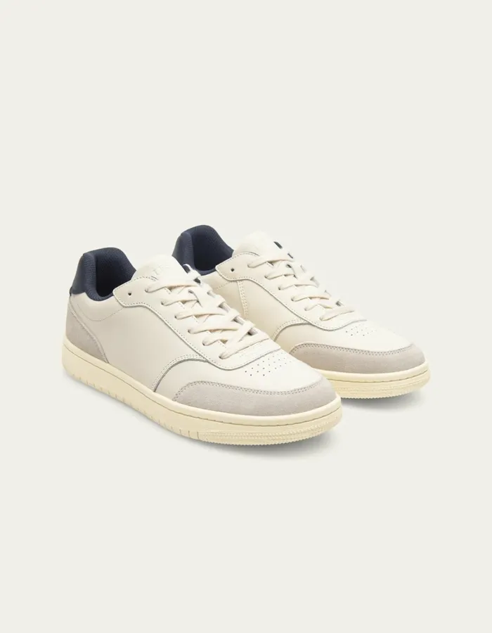 Men Les Deux Shoes Wolfe Grainy Contrast Sneaker 8211 Vintage WhiteDark Navy