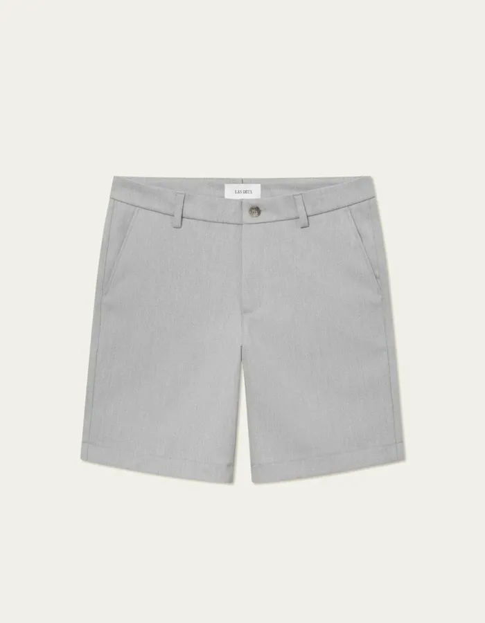 Men Les Deux Shorts Como Reg Herringbone Shorts 8211 Light Grey Melange