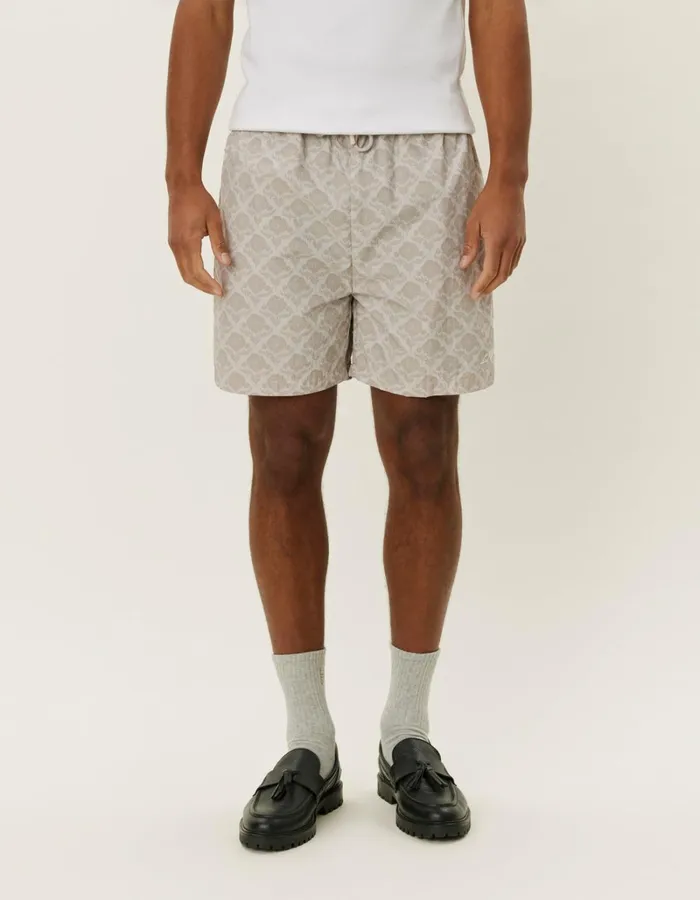 Men Les Deux Shorts Flower Tile Track Shorts 8211 Light SandDark Sand